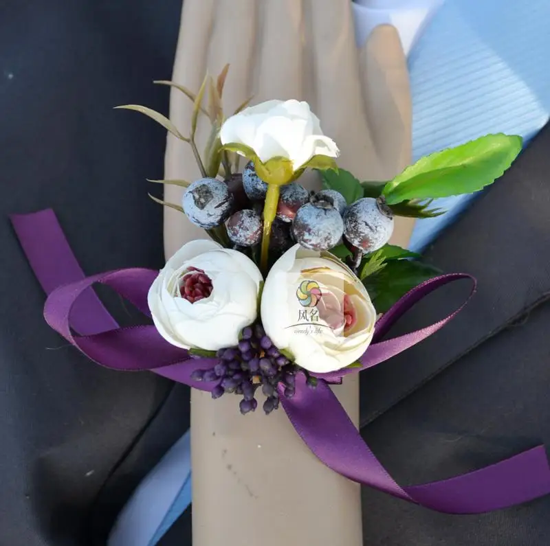 1 шт свадебная бутоньерка, жених бутоньерка Невеста Подружка невесты женские руки на запястье цветок Искусственные цветы корсажи свадебные принадлежности - Цвет: Color11 Wrist Flower