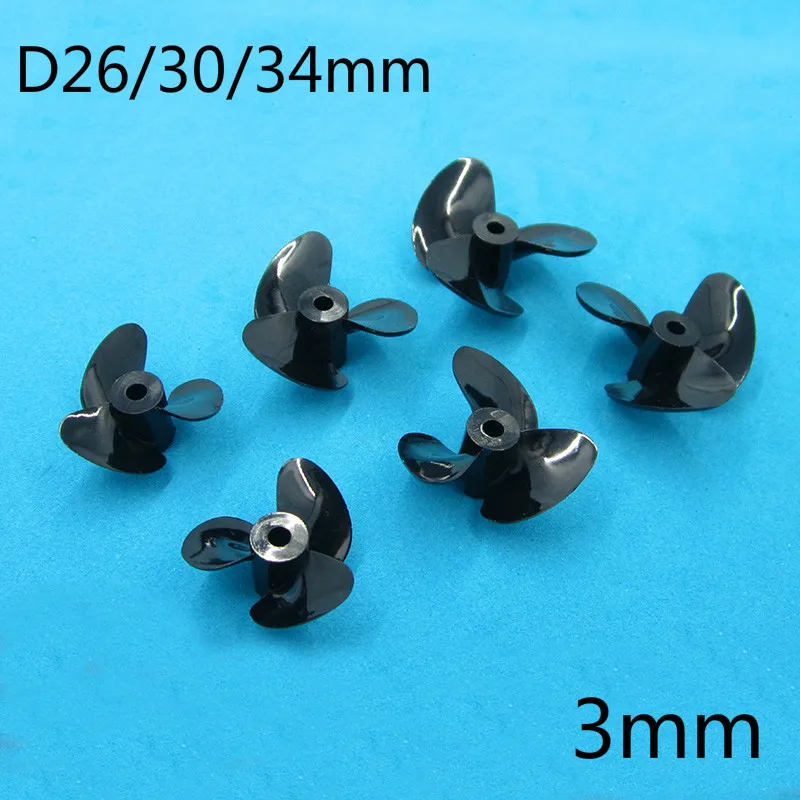 2Pairs 3-blade Propeller Positive/Reserve D26mm/D30mm/D34mm Propellers 3.0mm Hole CW CCW Props for DIY RC Jet Boats Parts | Игрушки и