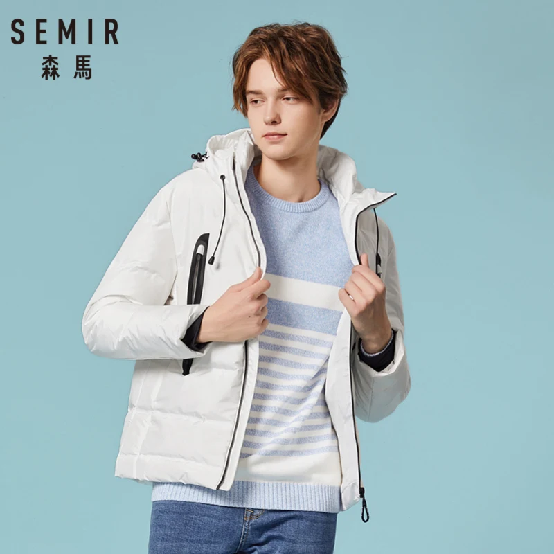 

SEMIR Men Quilted Lightweight Hooded Down Jacket 2019 Zip Puffer Jacket with Drawstring Hood with Side Pocket Ribbing at Cuff