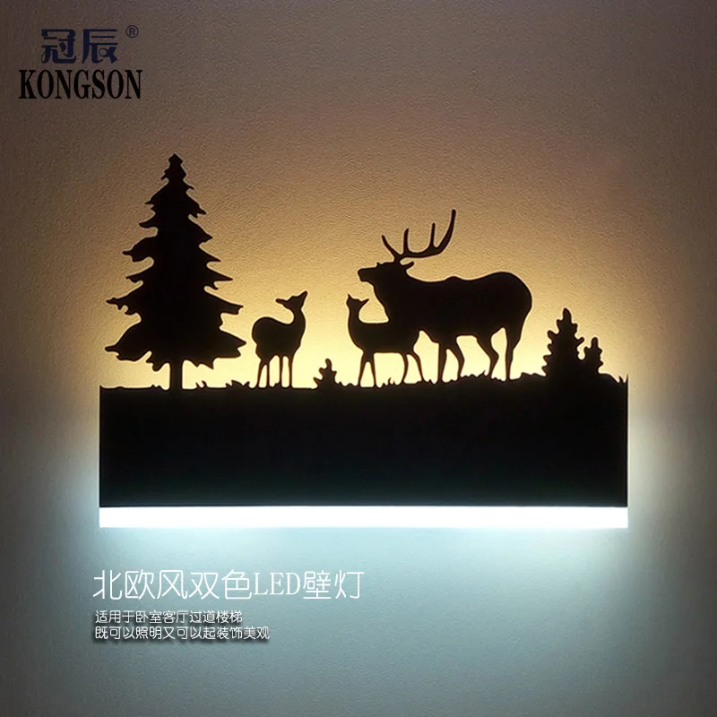 

modern nordic led wall lamp iron deer art living room dining room aisle double color wall lamp