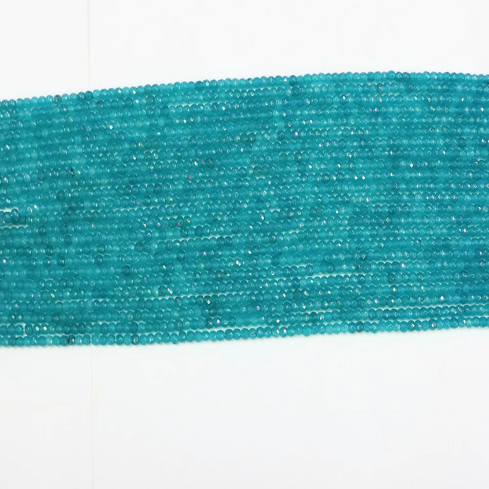 

Hot sale natural stone 2x4mm jades faceted abacus dyed blue chalcedony rondelle diy loose beads jewelry findings 15" B561