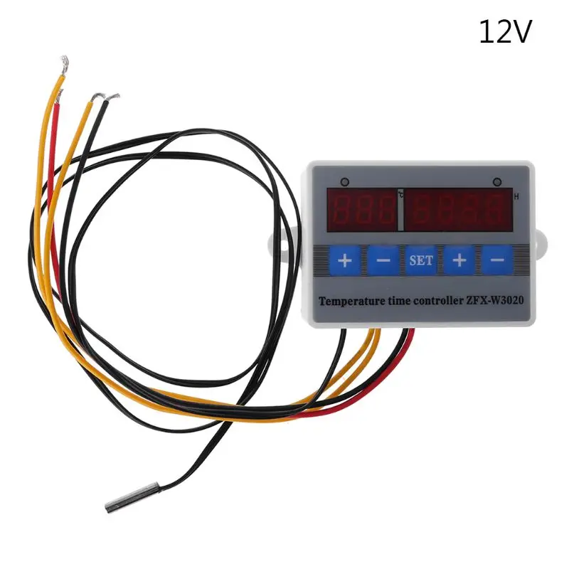 220 В/24 В/12 в регулятор температуры Термостат Регулятор с цифровой настройкой времени экран дисплей таймер переключатель с датчиком - Цвет: 12V