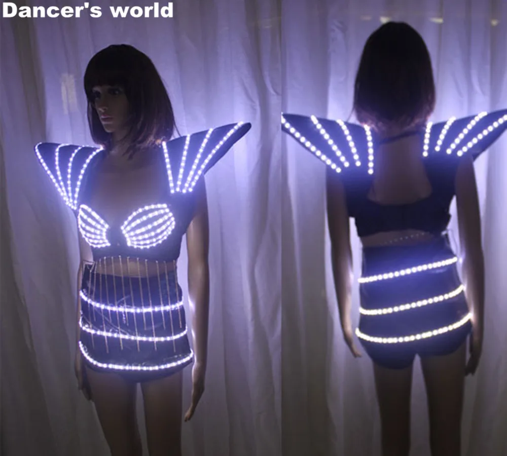 

New Design Belly Dance Dress Light Up Luminous Clothes LED Costume For Performance LED Girl Bra With Light Effects Holiday Show