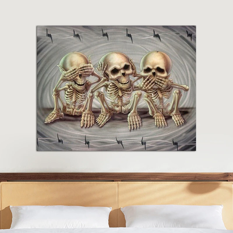 Billig Runde Platz DIY Diamant Malerei Schädel Icon 5D Diamant Stickerei Kunst Malerei Bild Kreuz Stich Halloween Dekoration