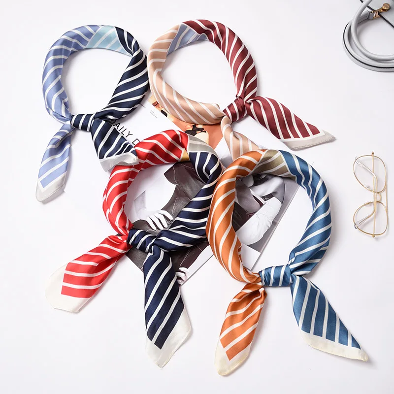 

70*70cm Silk Scarf Women Ladies Elegant Small Square Scarf Head Neck Satin Feel Scarf Skinny Retro Hair Tie Band