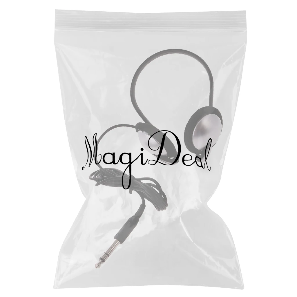 Black 1.5m Cable 6.3 mm Plug Headset Head Phone Headphones Noise Reduction Surround Sound for Laptop Keyboard and Digital Piano
