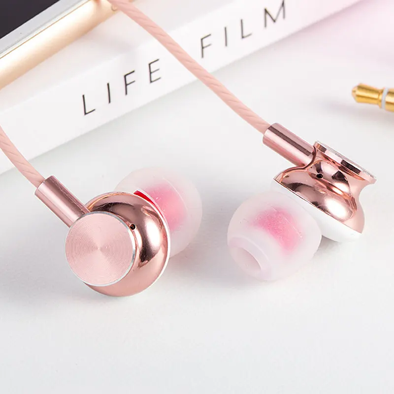 REZ M430 Rose Gold Metal Earphone Fashion ErgoFit Noise Isolating Earbuds Super font b Bass b