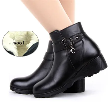 

111% Genuine Leather Ladies boots, Wool Layer Of Warm Snow boots, Large Size 25-62 Genuine Women Shoes