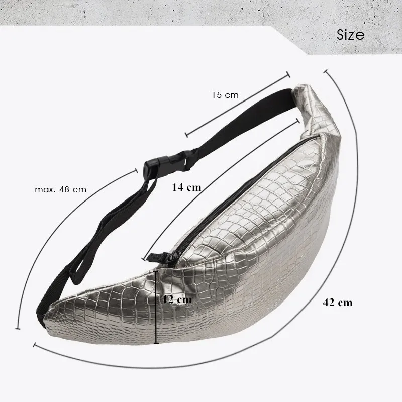 Модные шикарные кожаные поясные сумки для женщин Серебряный mochila чехол на пояс сумка под крокодилью кожу сумка PU Повседневная поясная сумка