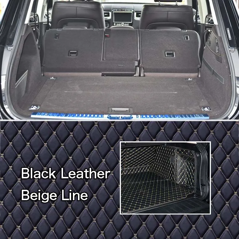 PU Leather Rear Trunk Cargo Liner Protector Mat Seat Back Cover For VolksWagen Touareg