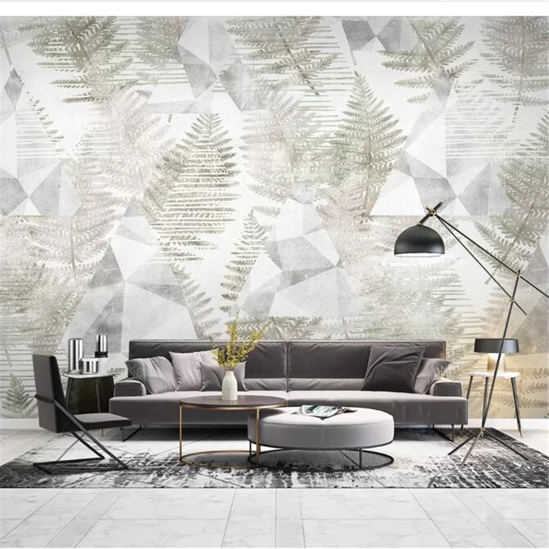 

wellyu papel de parede 3D Custom wallpaper Nordic tropical plants abstract geometric lines TV background wall tapety