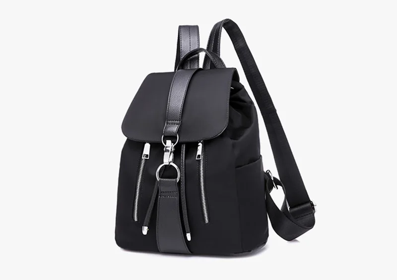 Женский рюкзак, школьные сумки для девочек-подростков, нейлоновый дизайн на молнии, женские легкие сумки на плечо, модный туристический рюкзак черного цвета