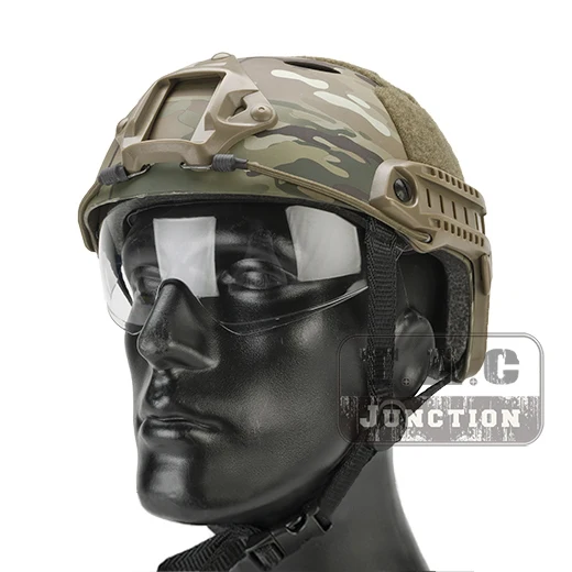 

Emerson Tactical Airsoft Fast Bump PJ Helmet Combat Lightweight Modular OPS Helmet w/ Flip Down Visor + NVG Shroud + Side Rail