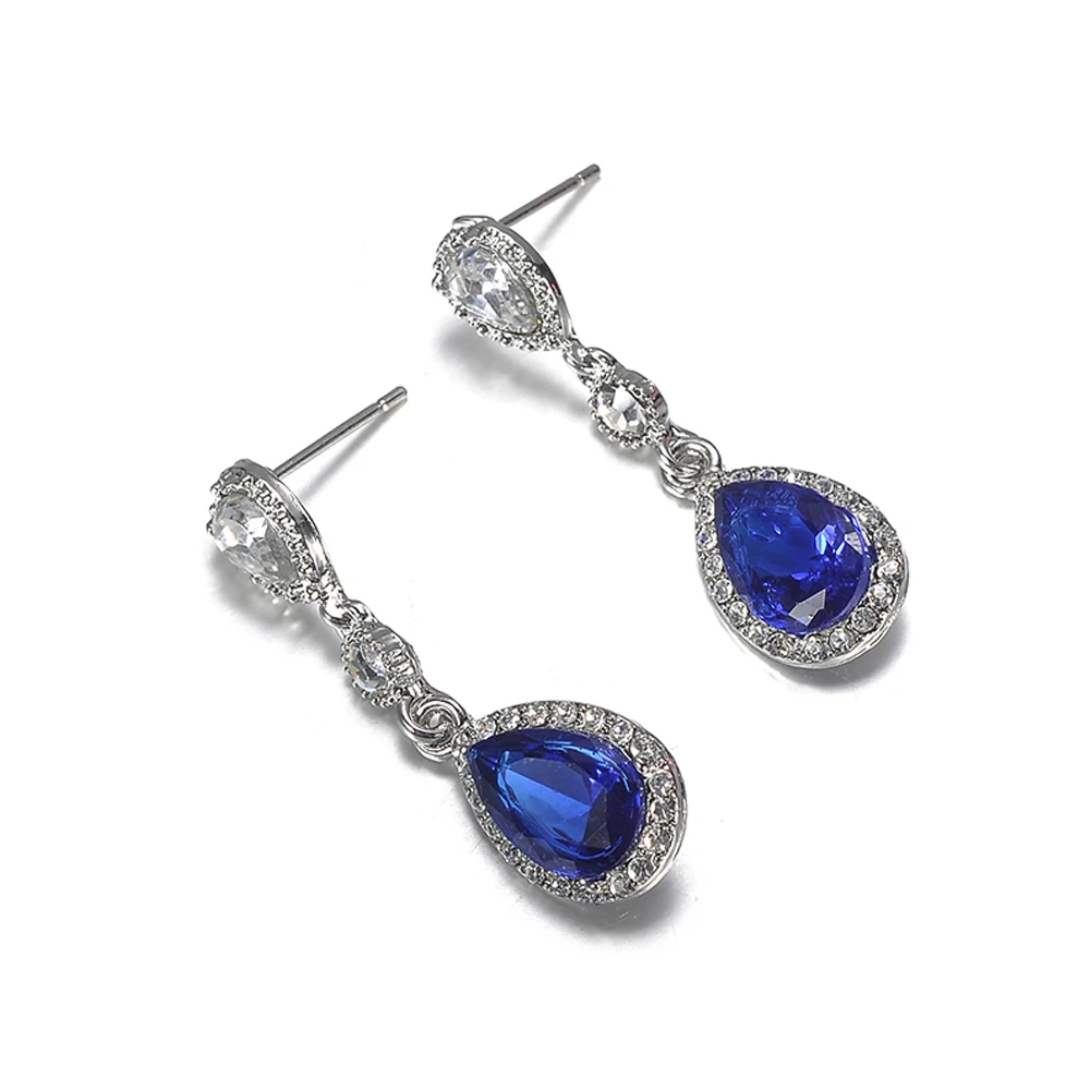 

2019 Fashion Female Crystal Drop Earrings Silver White Zircon Earrings Boho Wedding Jewelry Long Dangle Earrings Wholesale