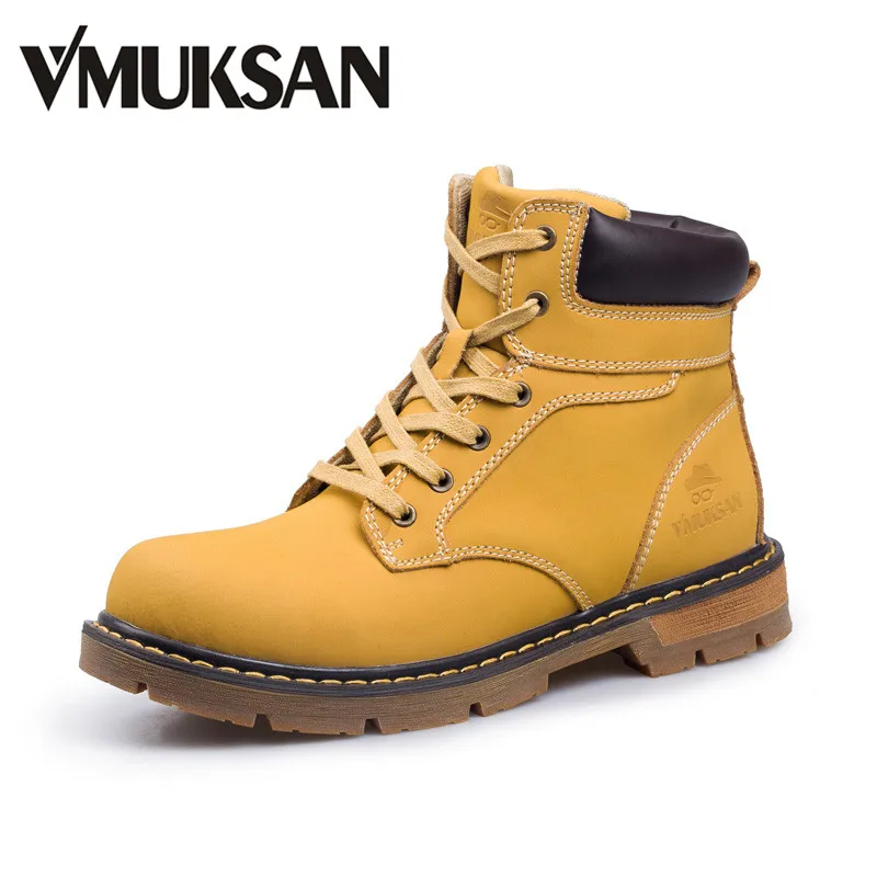 VMUKSAN Boots Men Clearance Sale Yellow EURO SIZE 43 High Quality Leather Ankle Boots Mens ...