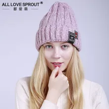 Новинка, женская зимняя шапка, шапка вязаная, головные уборы для женщин, Повседневная Вышивка, Skullies Beanies, женский цветочный чепчик