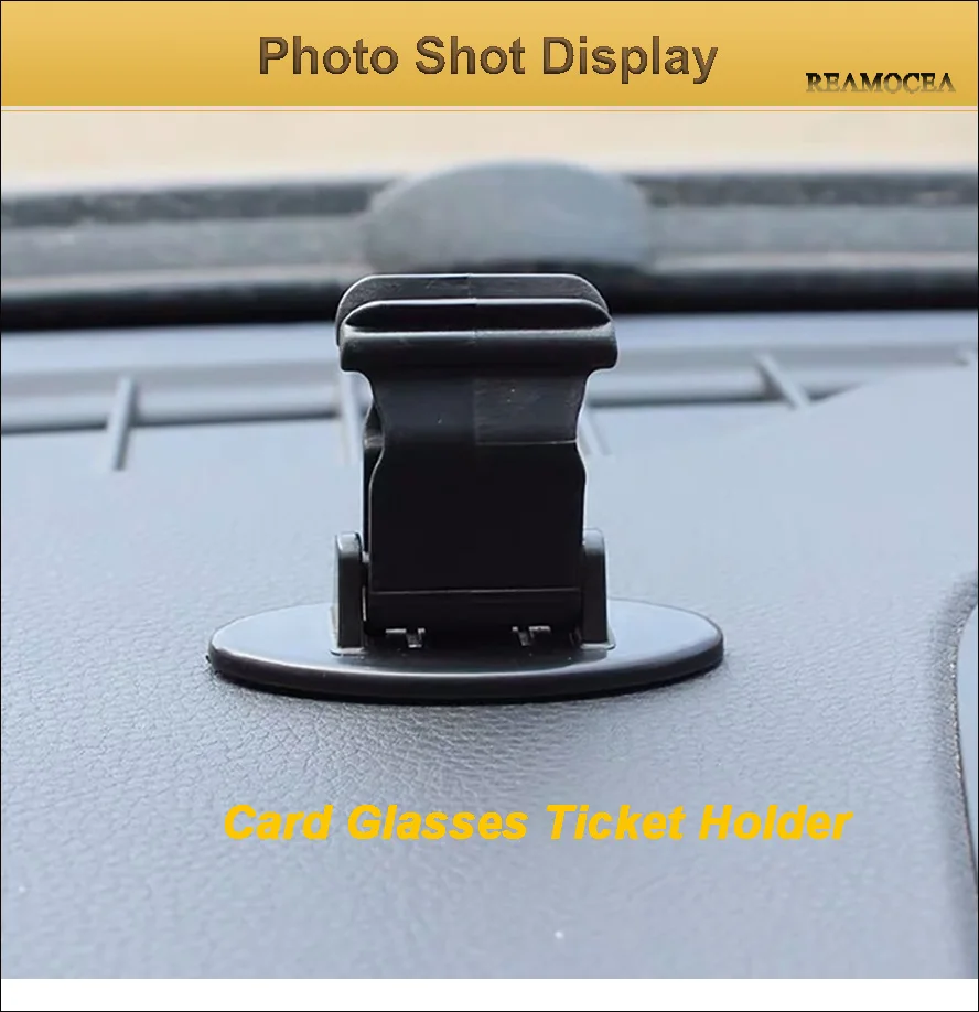 Reamocea Car Interior Mini 180 Degree Rotating Card Glasses Ticket Holder Mount Clip Bill Organizer Gas Door Guard Card Folder (13)