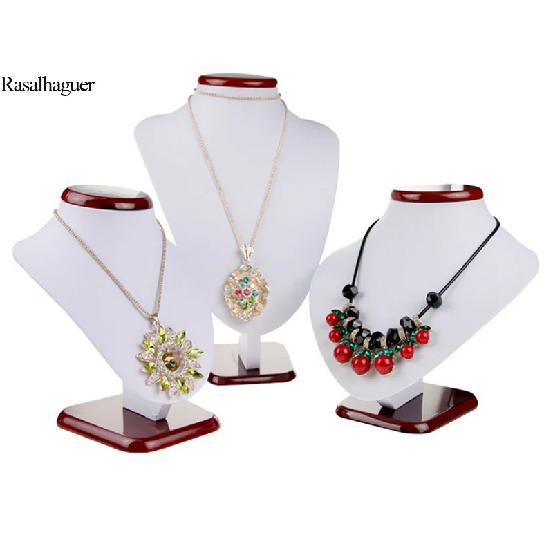  Hot Selling White PU Leather Jewellery Display Necklaces Bust Pendants Stand Choker Holder Jeweller