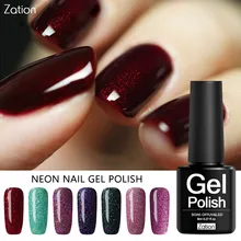 Zation 19 цветов Блестки для ногтей акриловый клей Блестящий Блеск УФ-гель для ногтей Полупостоянный неоновый цвет Soak Off гель лак