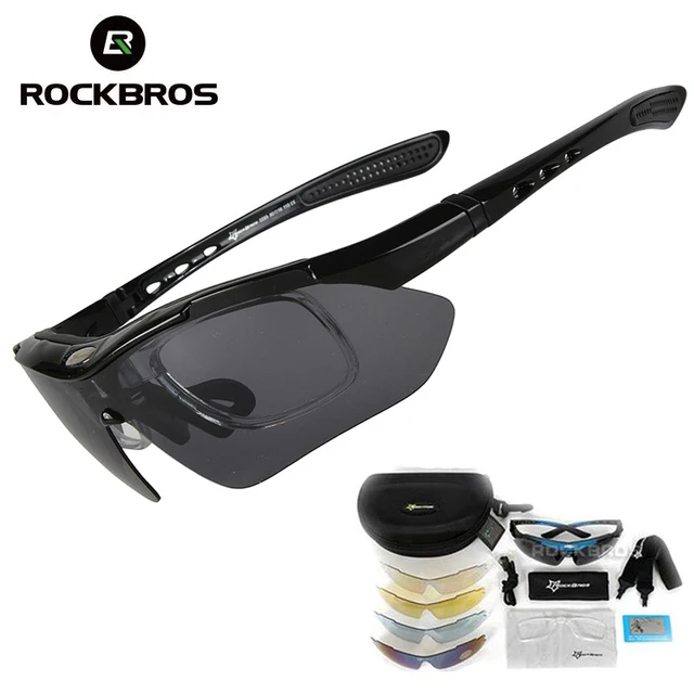 US $13.16 ROCKBROS 5 Lenses Polarized Sports Sunglasses For Women Men Black UV400 Cycling Glasses For Bicycle