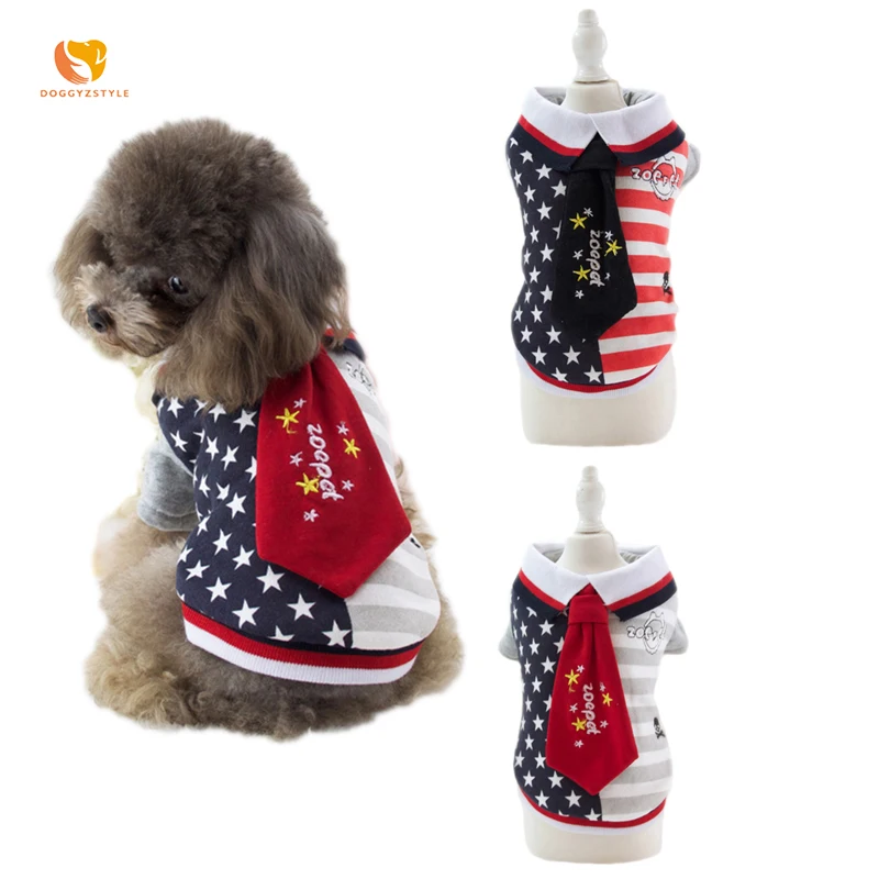 

Dog Flag Tie Coat Pet Suit Dogs Parkas Autumn Winter Cat Costume Husky Labrador Chihuahua Clothing XS,S,M,L,XL DOGGYZSTYLE