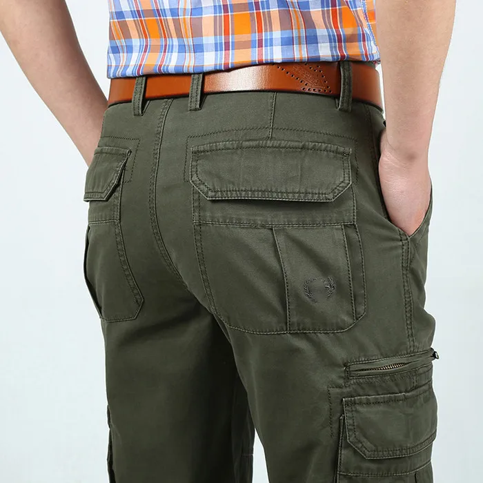 Новинка AFS ZDJP мужские брюки карго тонкие однотонные прямые летние брюки с несколькими карманами для мужчин s Брюки homme брюки мужские - Цвет: Армейский зеленый
