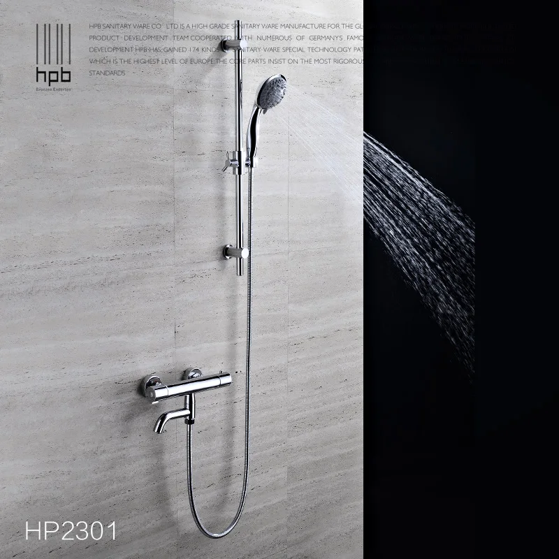 

Bathroom Thermostatic Lifting Shower Set Solid Brass Chrome Finish Wall Mounted Shower Faucet with with Hand Shower Spout