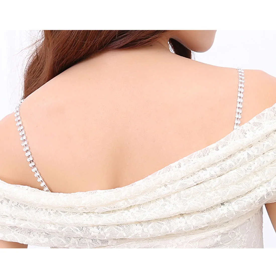 Hot Transparent Clear Women Bra Strap 2 Rows Crystal Prom