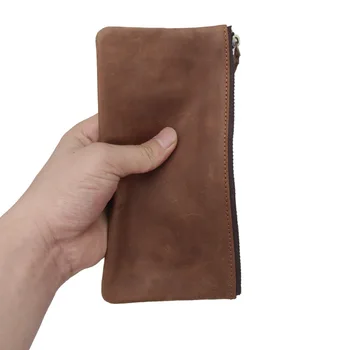 

2018 Fashion Designer Men Solid Genuine Leather Long Wallets Card&ID Holder Clutch Purse Soft Real Cowhide Brand Wallet