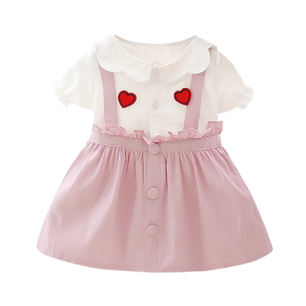 

Summer New Fashion Cute Infant Baby Girls Short Sleeve Love Print Ruffles Princess Dress Clothes Wholesale Free Ship Z4