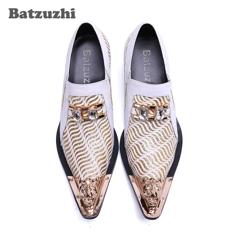 Branco Vestem Party amp; Homens Sapatas Se Wedding Shoes Formais Hombre 5 Sapatos Centímetros Bicudos Batzuzhi Zapatos White Couro 6 Genuína De Saltos Dos UOSxBqT