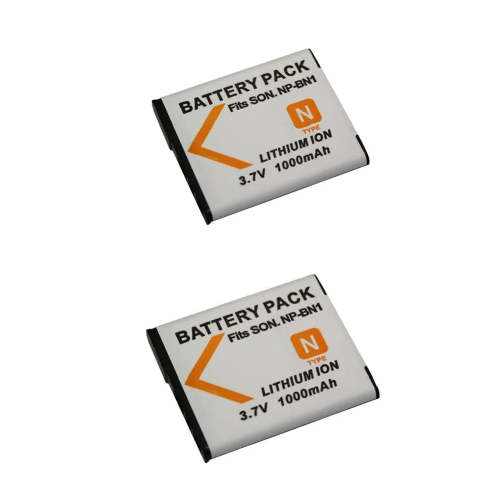 2 шт. аккумулятор 1000 мАч для SONY NP-BN1 WX5 TX7 TX5 W390 W380 W350 W320 W310 W360 QX100 | Электроника