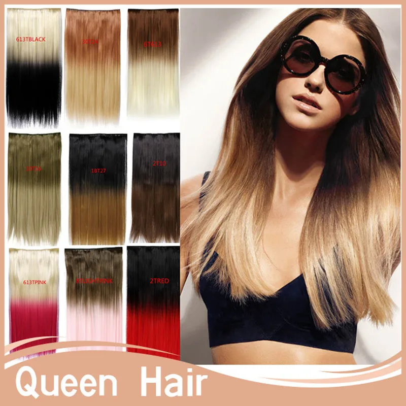 24 60cm 130g Clip In Ombre Hair Extensions Fashion Straight Long