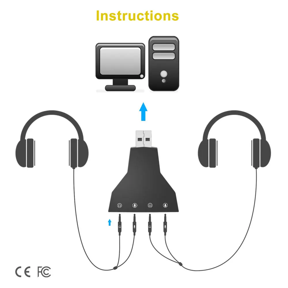 Ingelon USB Sound Adapter External Stereo Sound Adapter Virtual 7.1 Channel Double MicrophoneHeadset Port Plug and Play Gadgets (7)