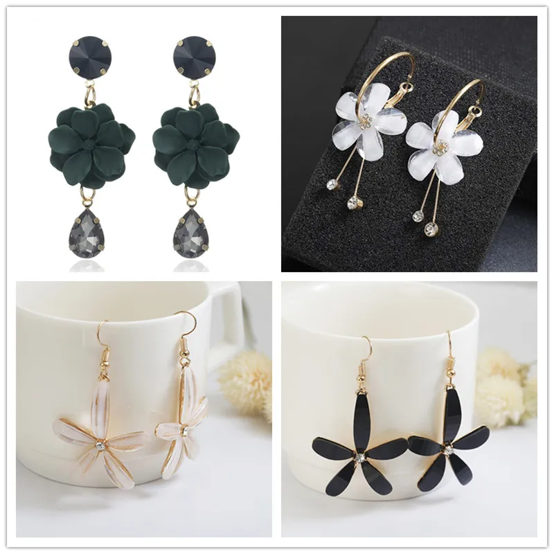 

2019 Cute Romantic Lovely Flower Shape Convenient Simple stud Earrings For Women girl Party wedding jewelry gift