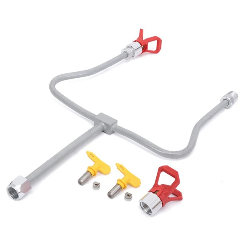

New Hot Airless Paint Spray Extension Pole Double Nozzle Head Tips Guard Powerful Painting Tool