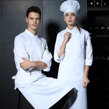 

New Unisex Bakery Cook Uniform 3 Colors Long Sleeve New Restaurant Chef Uniforms Work Wear Hotel Cook Clothes LCMH29