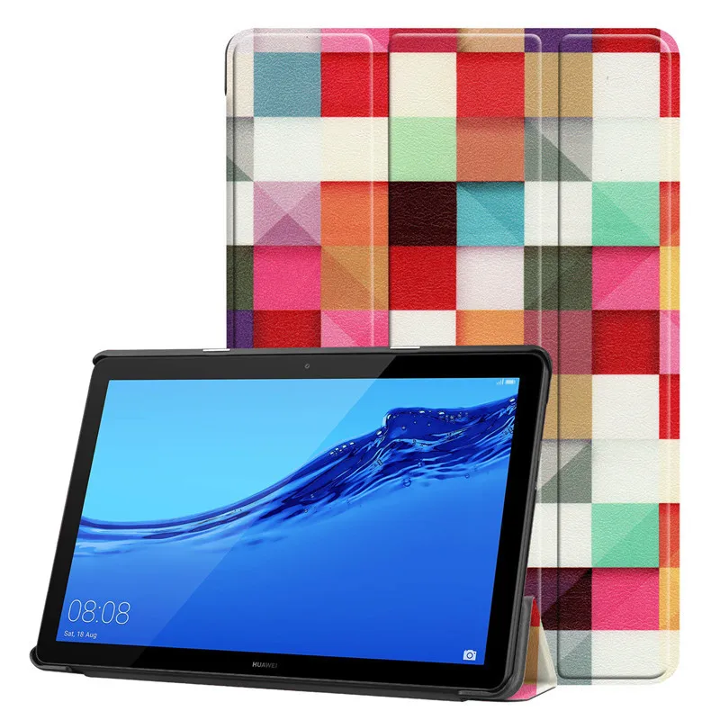 ГОРЯЧИЙ Тонкий Печатный PU кожаный чехол для huawei MediaPad T5 10 AGS2-W09/L09/L03/W19 10," планшет Tri-складной Стенд защитный чехол