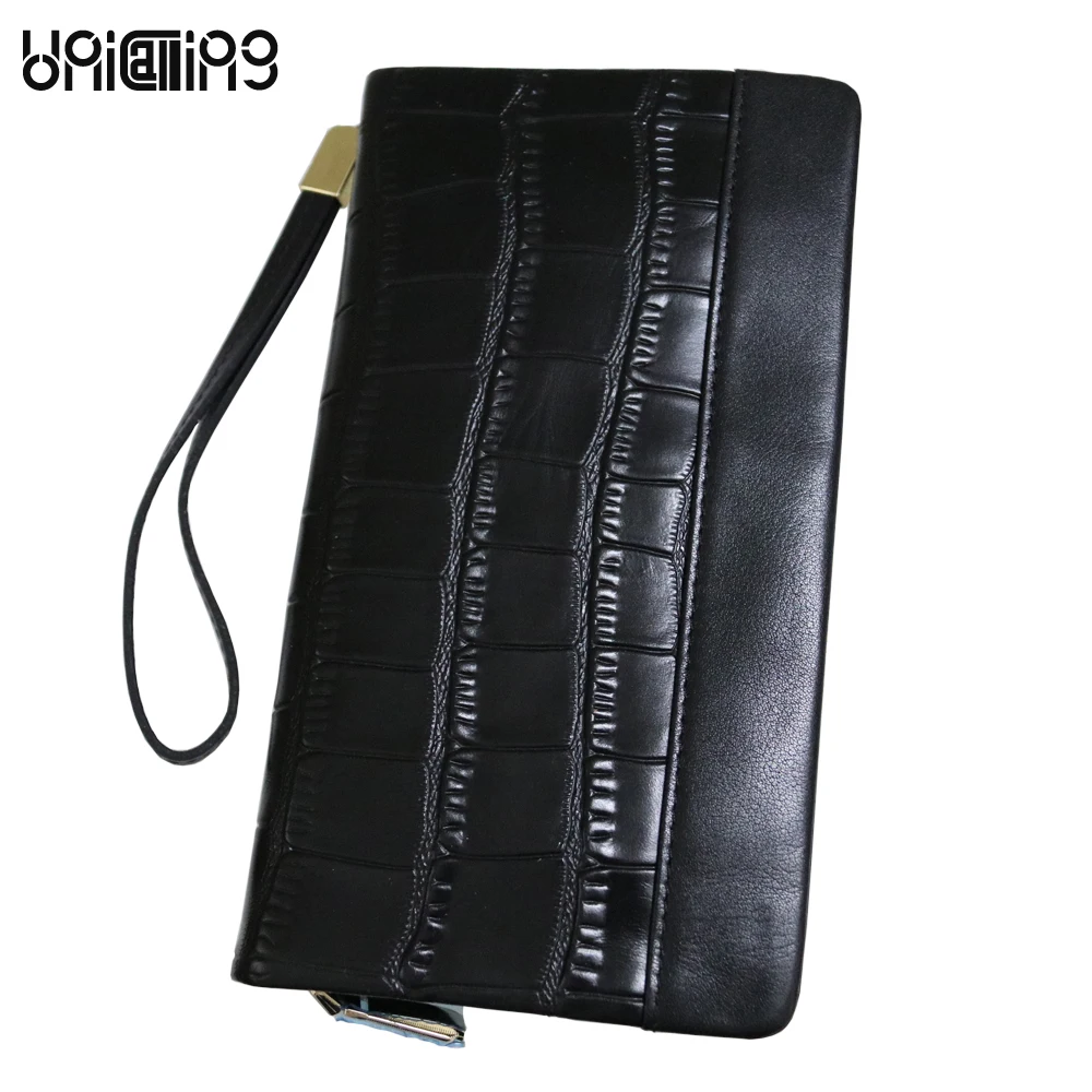 

Luxury fashion male clutch wallet phone bag crocodile pattern genuine leather men clutch bags super soft feel men wallet clutch