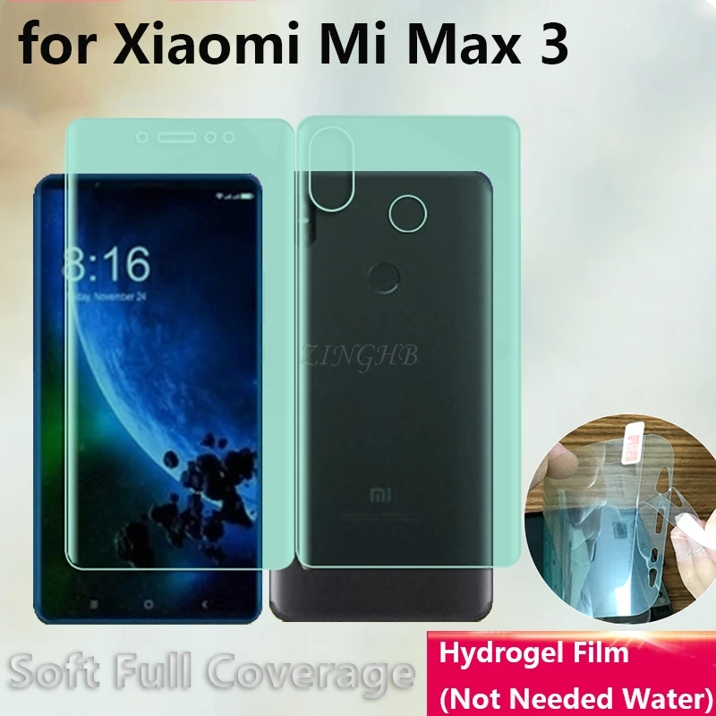 

2 Pcs/Lot Front & Back Auto Fixed Scratch Proof Anti Finger Hydrogel Screen Protector for Xiaomi Mi Max 3 6.9" Full Cover film