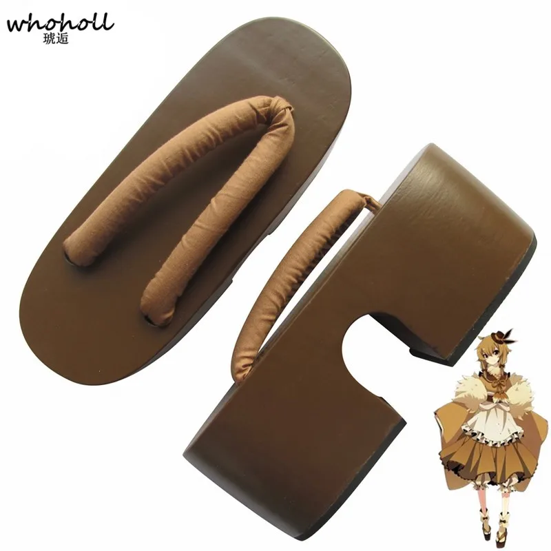 

WHOHOLL Cosplay Geta Thick Bottom Japanese Kimono Clogs Wooden Geta Flip-flops Cosplay Costumes Animation Cartoon Geisha Geta
