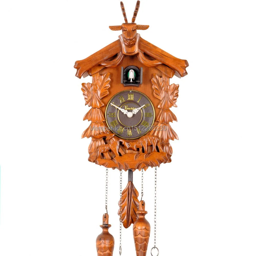 Vintage Handcrafted Solid Wood Cuckoo Clock with Cuckoo Chime Pinecone