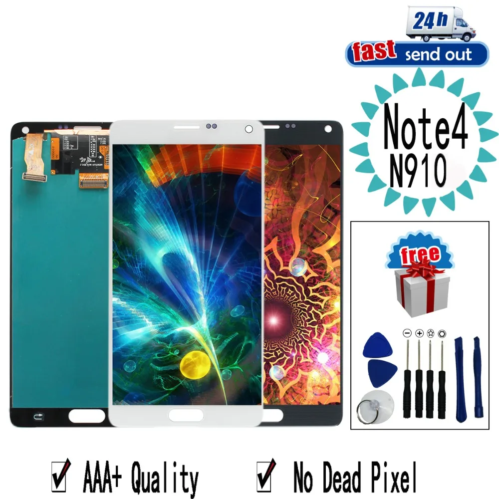 AMOLED ЖК дисплей для SAMSUNG GALAXY NOTE 4 NOTE4 N910 N910A N910F сенсорный экран протестированный