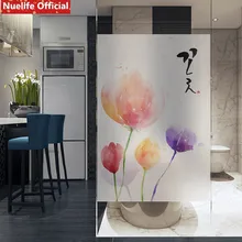 Тюльпан шаблон клей-антистатик-free пленка «замороженное стекло» непрозрачная офисная ванная комната гостиная спальня скользящие окна пвх дверная пленка