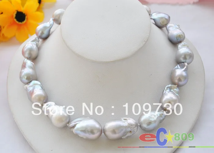 

Jewelry 00814 Rare Huge 17" gray baroque KESHI REBORN PEARL NECKLACE