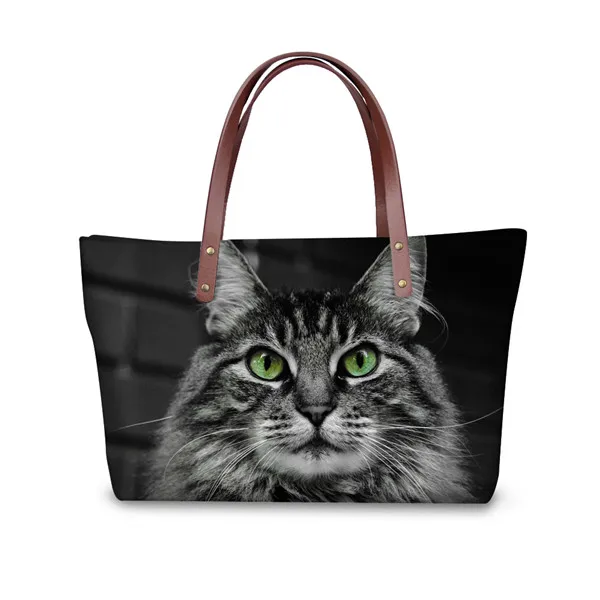 FORUDESIGNS/Сумочка для животных для женщин, Повседневная сумка через плечо, Черная 3D кошка, женская сумка, большая Женская дорожная сумка Bolsa - Цвет: H414AL