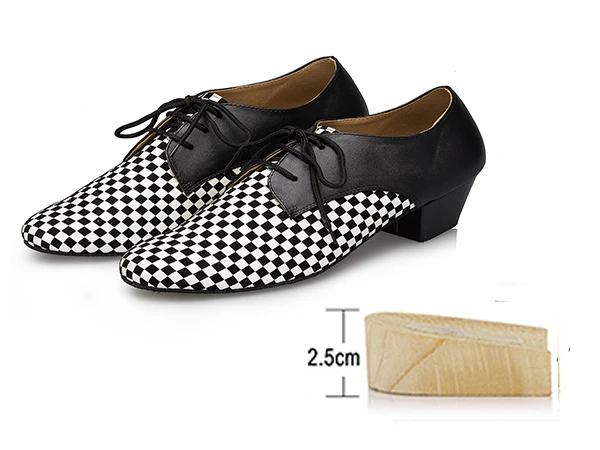 Samisoler/черные и белые мужские кожаные туфли для бальных танцев на плоской подошве; Современная танцевальная обувь для танго вечерние свадебные туфли на квадратном каблуке - Цвет: Modern heel 2.5cm