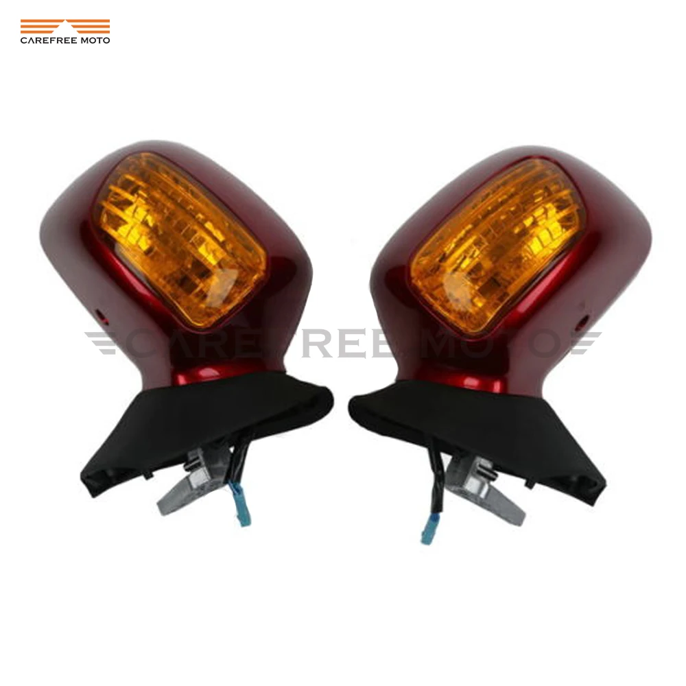 Deep Purplish Red Motorcycle Rear View Mirrors Turn Signal Light Case