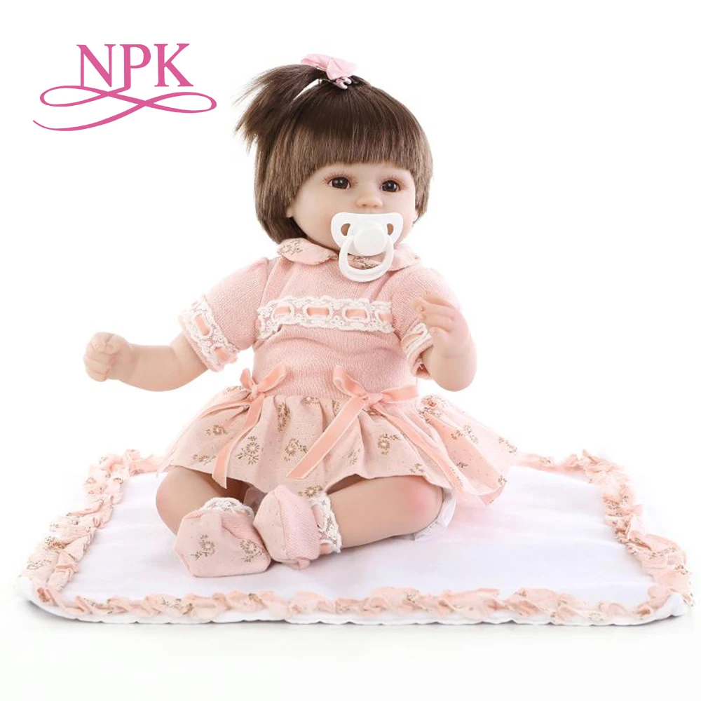 NPK 40 см reborn baby doll милый мягкий силиконовый винил кукла Реалистичная сопровождение