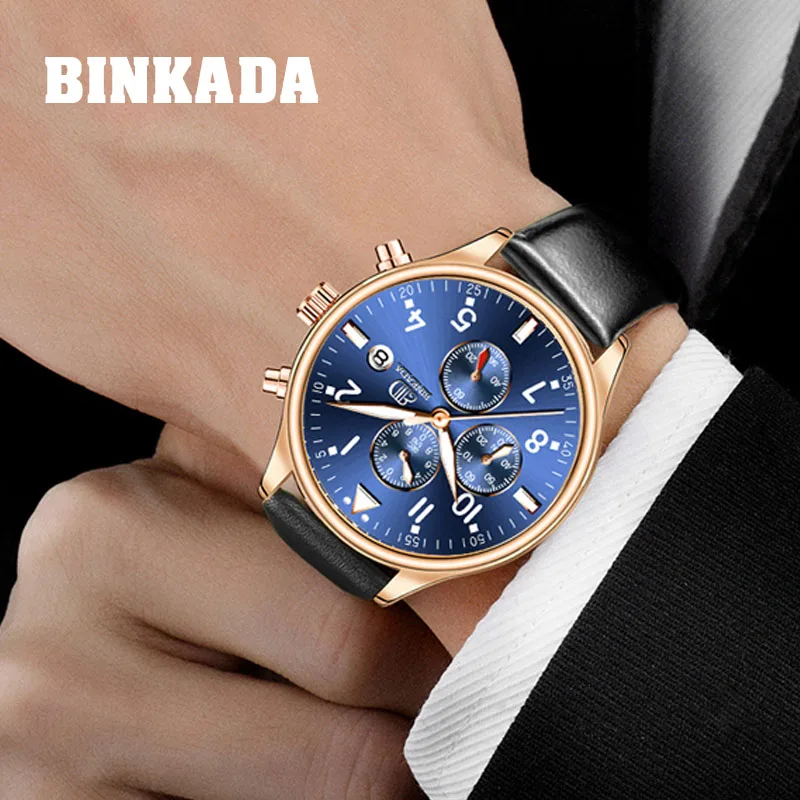 

Fashion Men's Wrist Watches Male Luxury Brand BINKADA Quartz Watch Men Military Chronograph Sport Watch Man Relogio Masculino